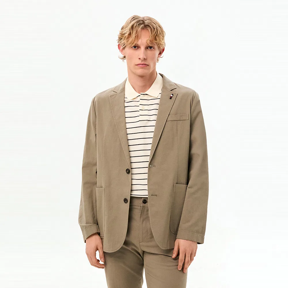 Мужской текстурированный хлопковый пиджак, светло-серый, от Tommy Hilfiger