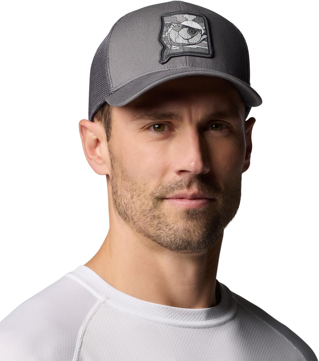 

Бейсболка Columbia Unisex-Adult PFG Patch Mesh, City Grey/Sunset Fish