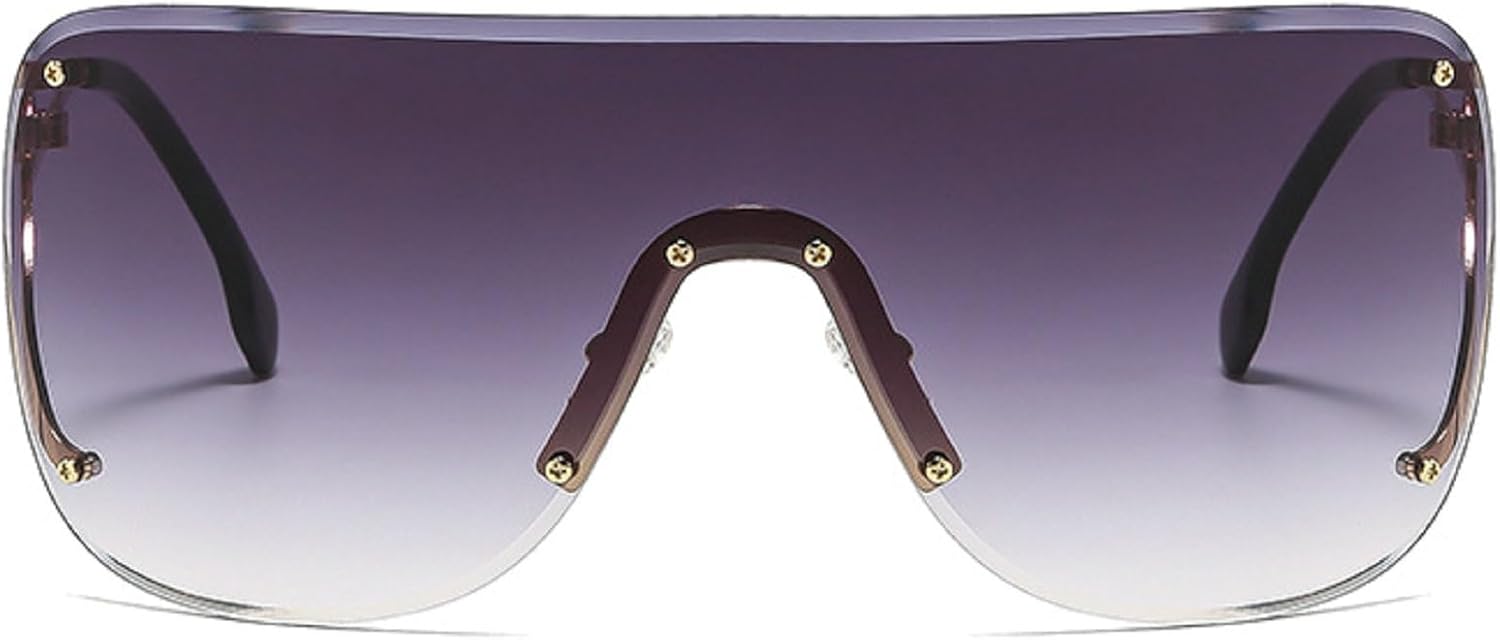 

Модные женские солнцезащитные очки-пилот без оправы большого размера 2025 года, с градиентным переходом цвета и обтекаемой формой, защита от УФ-излучения UV400 mincl, Gray