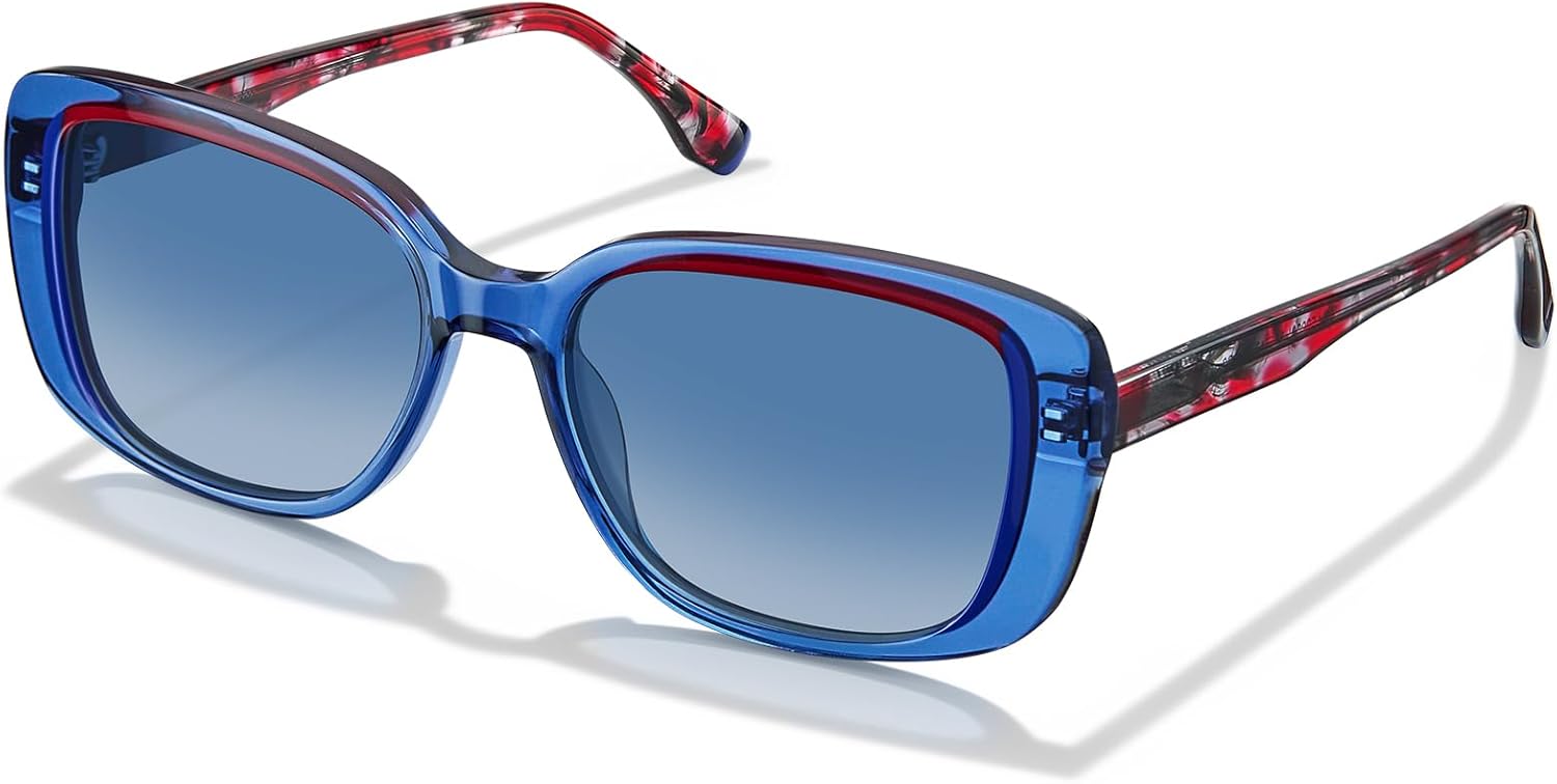 

Женские солнцезащитные очки AVAWAY из ацетата с цветными блоками — модная прямоугольная оправа с поляризованными линзами TAC, защита от УФ-излучения, C03: Translucent Blue Frame With Red + Blue & Gradient Blue Lenses