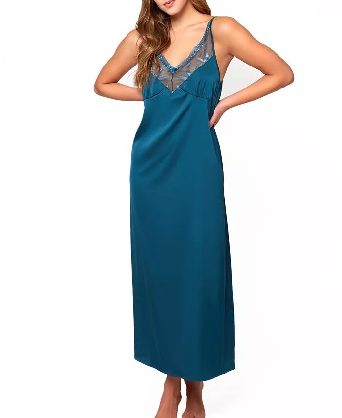 

Женское длинное платье из атласа и кружева Lucile iCollection, синий
