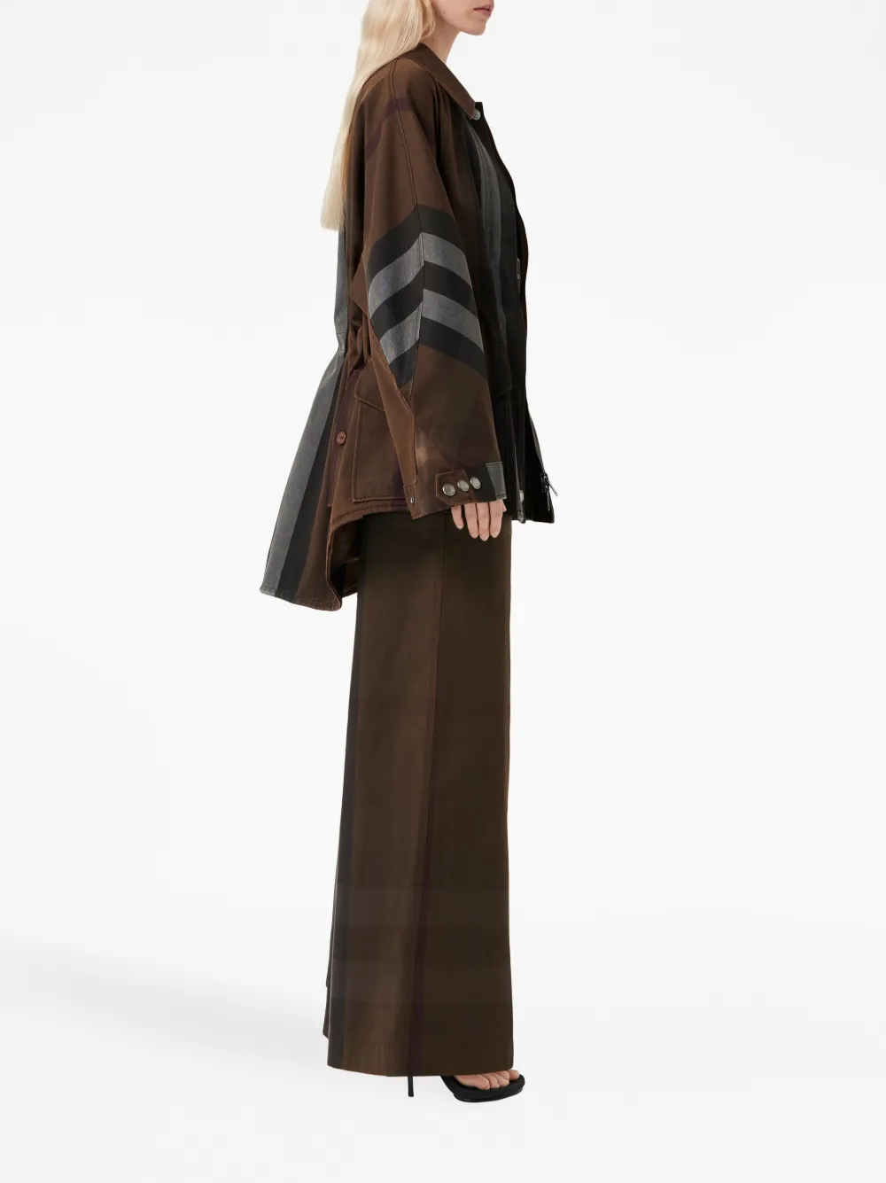 Брюки Burberry в клетку, широкие, коричневый — фото 3