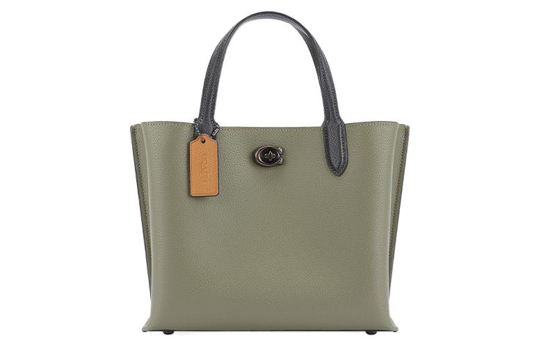 

COACH Сумка-тоут Willow Cow Leather, Canvas Leather, средний размер, женская, оливковый зеленый