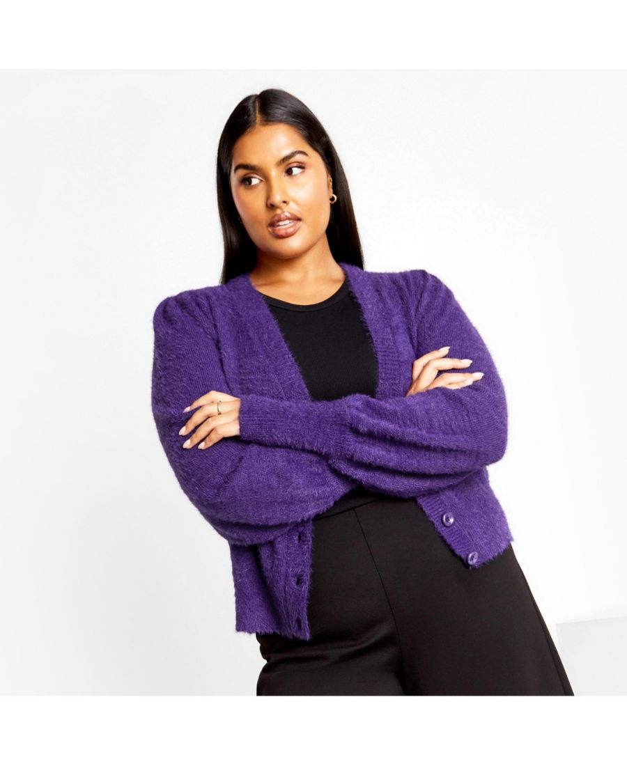 

Пушистый кардиган большого размера на пуговицах CITY CHIC, Purple
