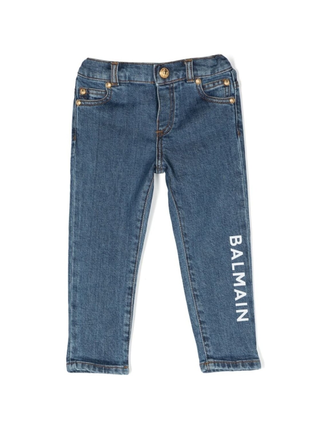 

Balmain Kids прямые джинсы с логотипом, синий