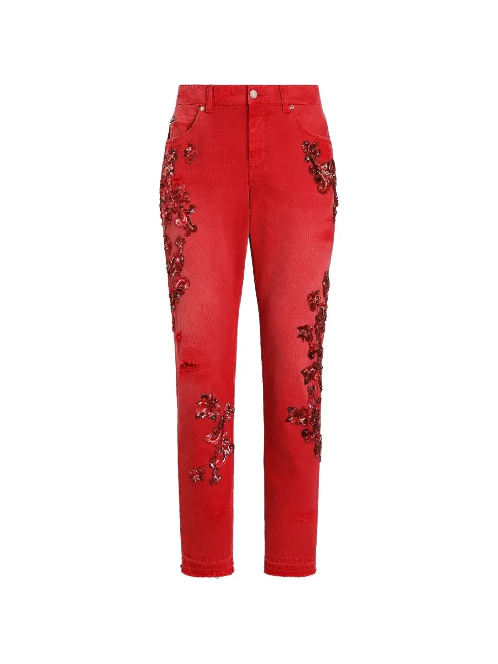 Джинсовые брюки с кристаллами Dolce & Gabbana, красный