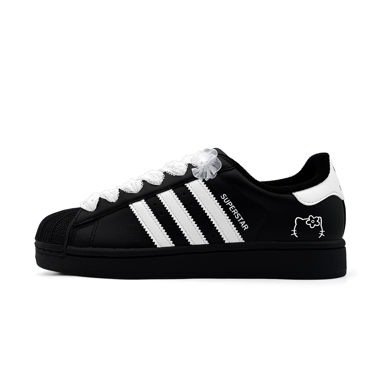 

Adidas Originals Superstar 2 Fresh Look Kitten Thermal Abrasion Resistant Low top детские скейтборд-кроссовки Black