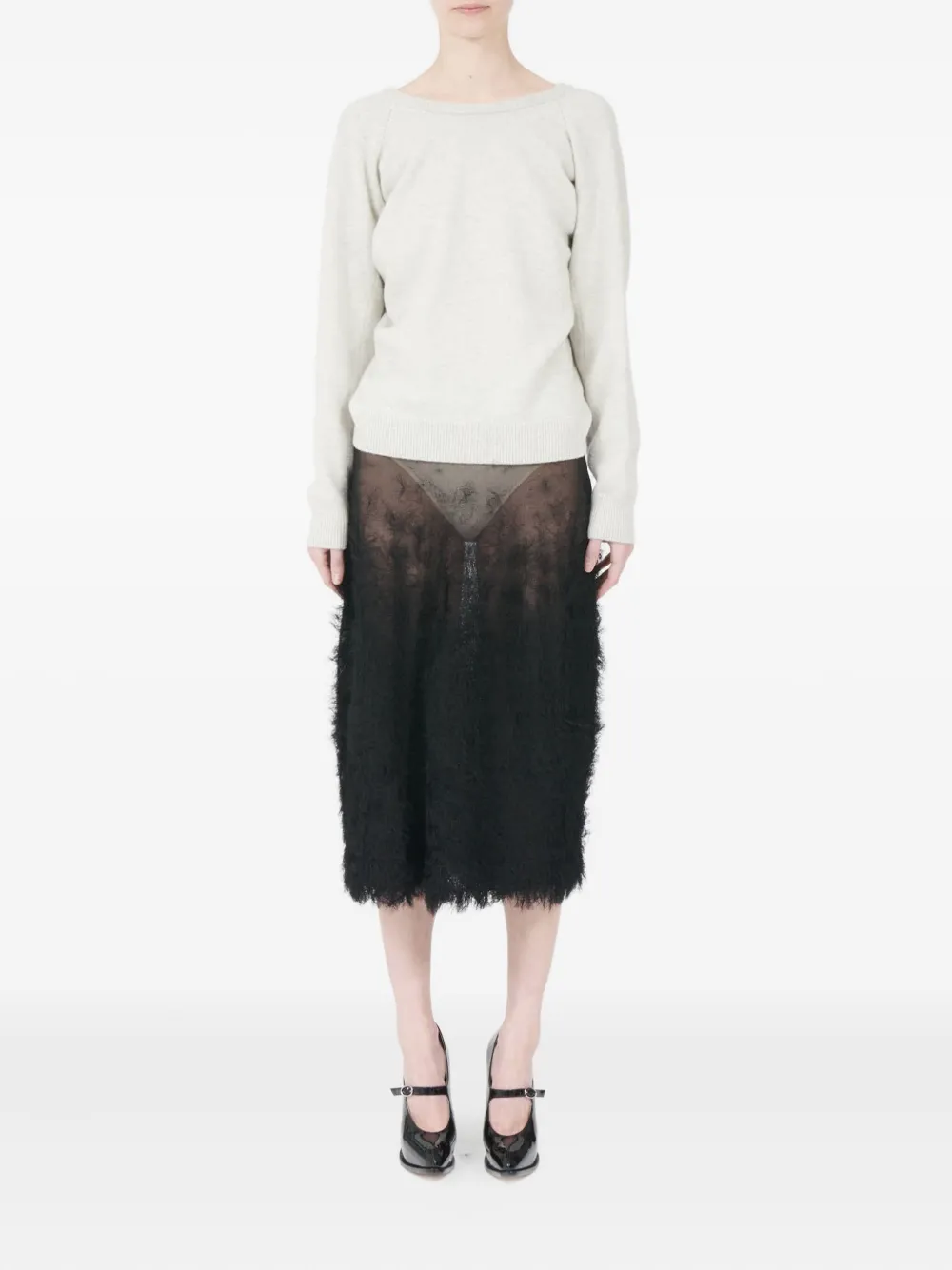 Шерстяной свитер с V-образным вырезом MAISON MARGIELA, нейтральный — фото 2