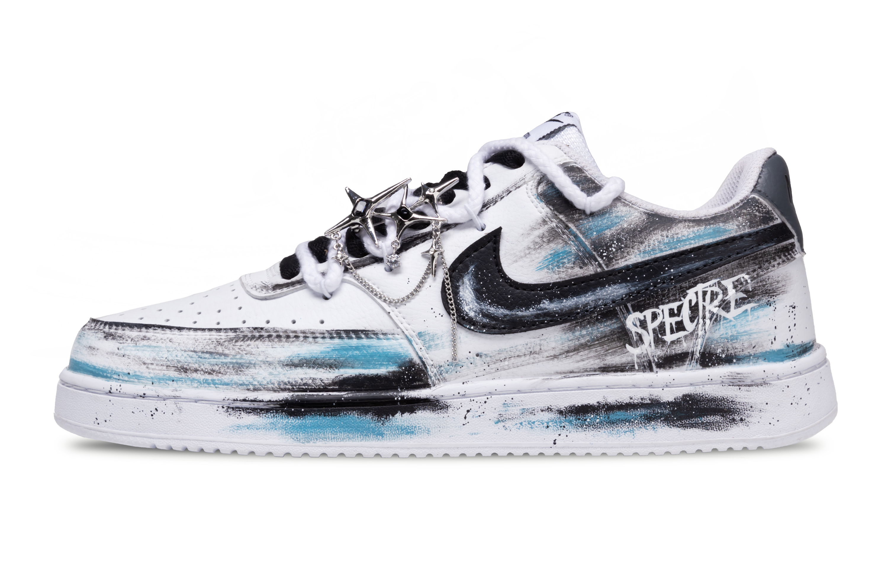 

Nike Кроссовки для скейтборда Court Vision 1 Blue Osborn с противоскользящим покрытием, износостойкие, низкие, мужские, белые
