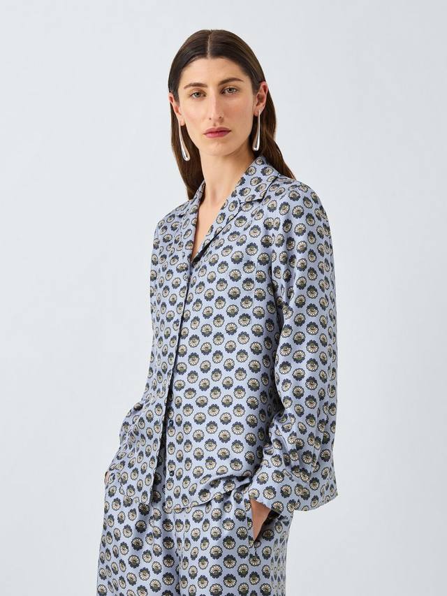 

Oncia рубашка из чистого шелка с геометрическим цветочным принтом Weekend MaxMara, Light Blue