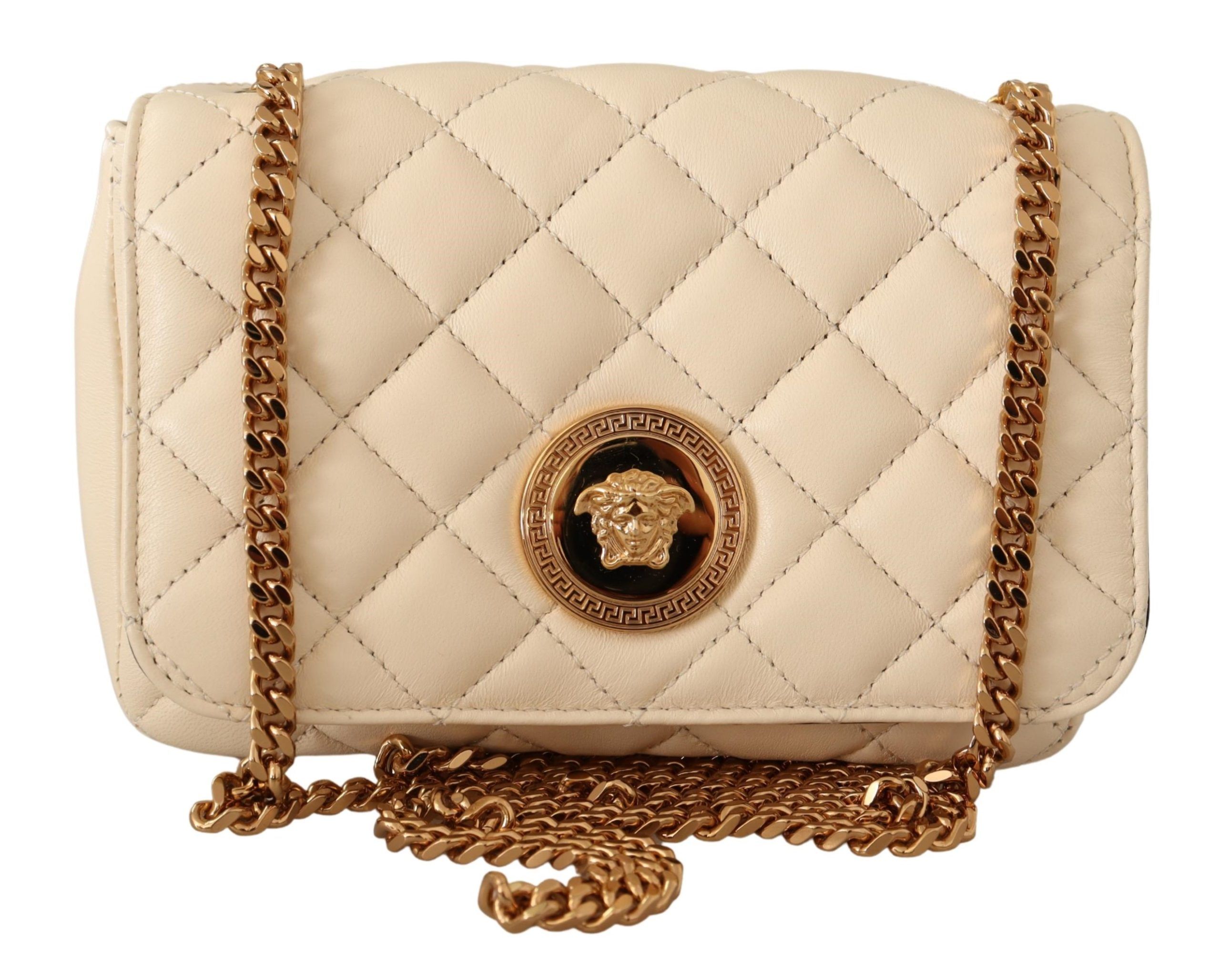 

Шикарная сумка через плечо из кожи наппа в цвете Purity White Versace, белый