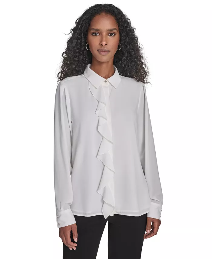

Миниатюрная блузка с длинным рукавом Calvin Klein, белый