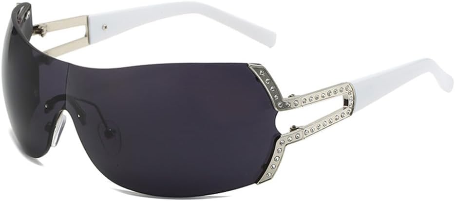 

Солнцезащитные очки овальной формы без оправы 2027 года, большие, с полой внутренней частью, для женщин, в стиле стимпанк, с защитой от ультрафиолета UV400 MTZJH, Silver Black