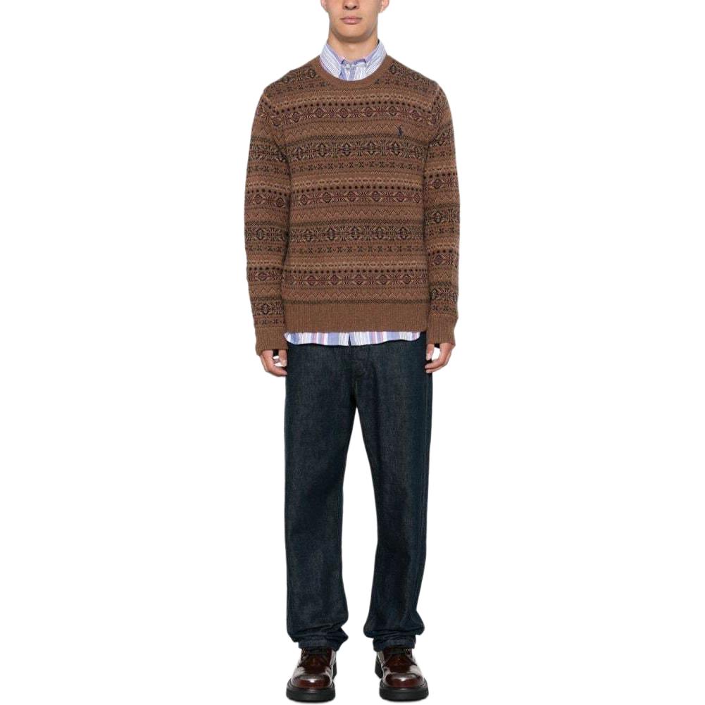 Свитер с узором Fair Isle Polo Ralph Lauren, camel коричневый — фото 4
