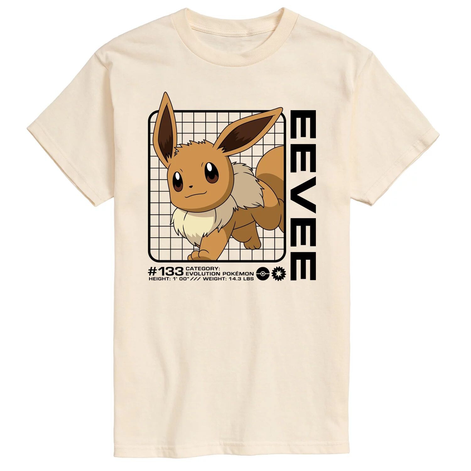 

Мужская футболка с рисунком Pokemon Eevee Stats Licensed Character