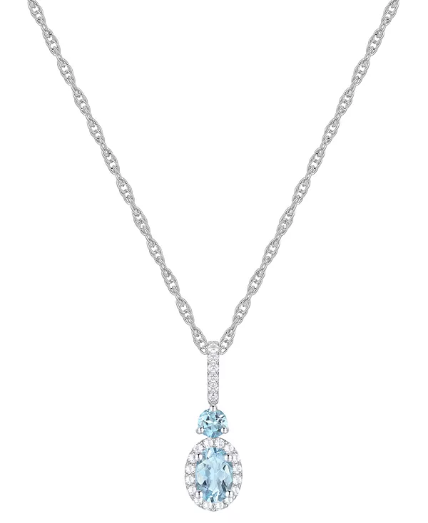 

Ожерелье с подвеской Santa Maria Halo длиной 18 дюймов из 14-каратного белого золота с аквамарином (5/8 карата) и бриллиантом (1/8 карата) Macy'S, aquamarine