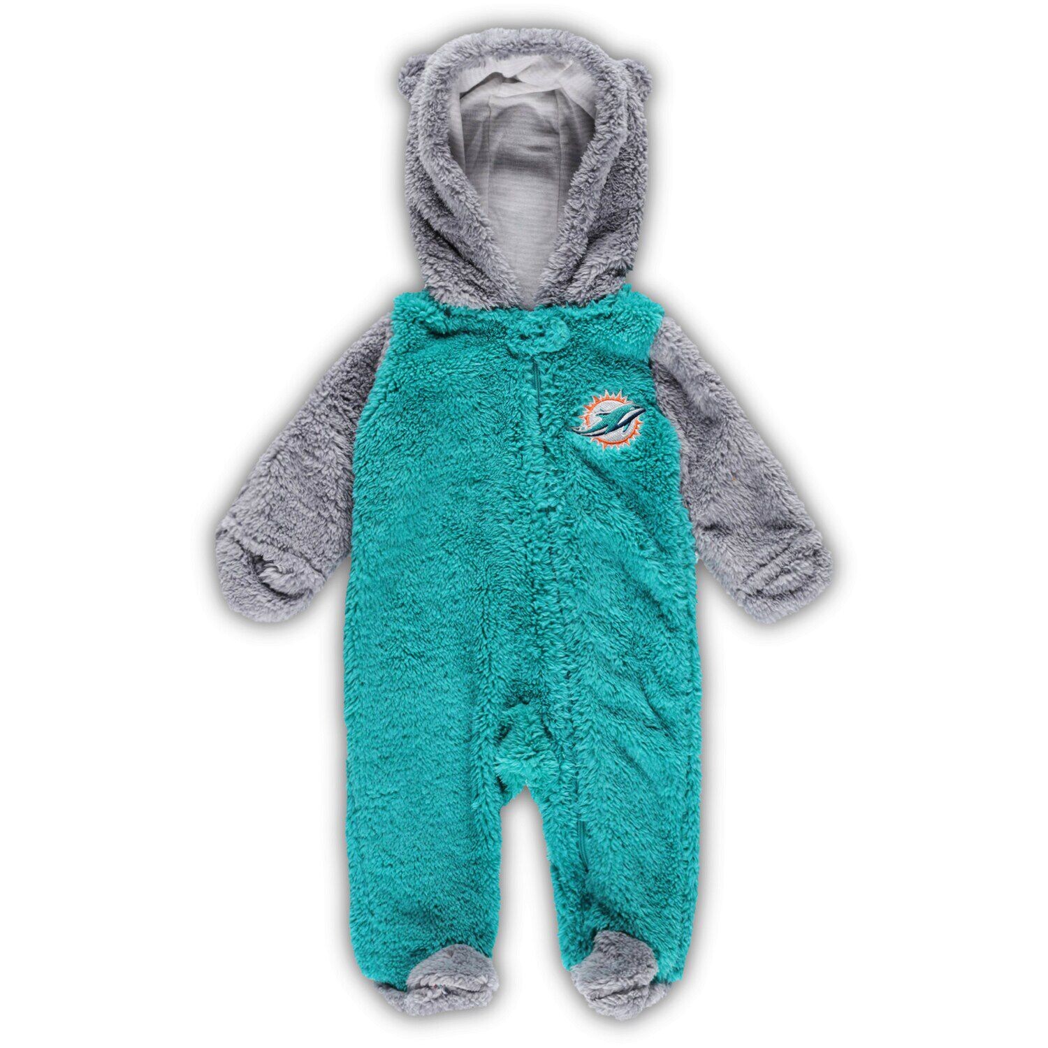 Новорожденных и младенцев Голубой/Серый Miami Dolphins Game Nap Teddy Флисовая овсянка с молнией во всю длину Outerstuff