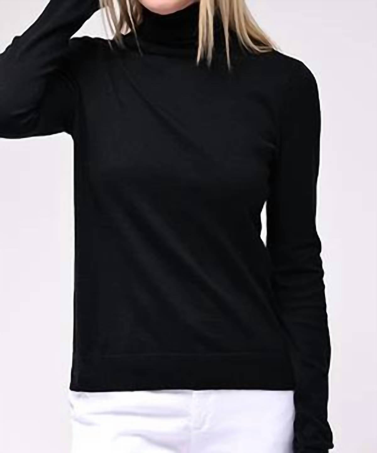 

Водолазка с длинными рукавами из хлопка и кашемира, черная Minnie Rose