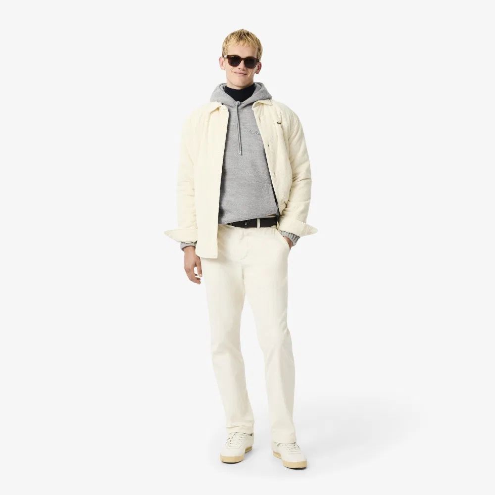 Мужское худи Paris Pack из фланели меланжевое серое от Lacoste — фото 4