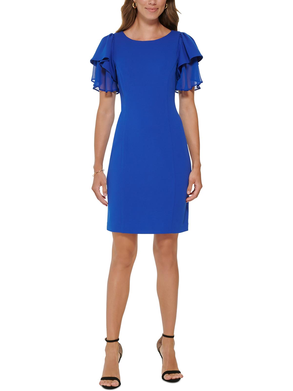 

Женское однотонное платье-футляр из полиэстера DKNY, цвет deep cobalt