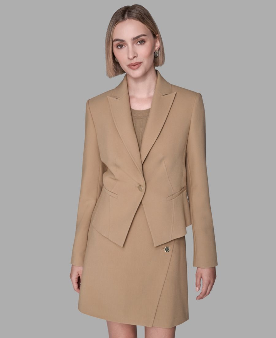 

Женская укороченная куртка с V-образным вырезом и одной пуговицей спереди KARL LAGERFELD PARIS, Cartouche