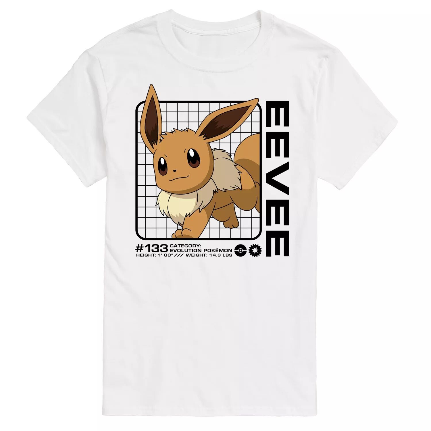 

Мужская футболка с рисунком Pokemon Eevee Stats Licensed Character