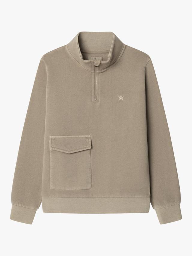 

Детский флисовый кардиган с четвертью молнией и карманами карго Hackett London, Malt Beige