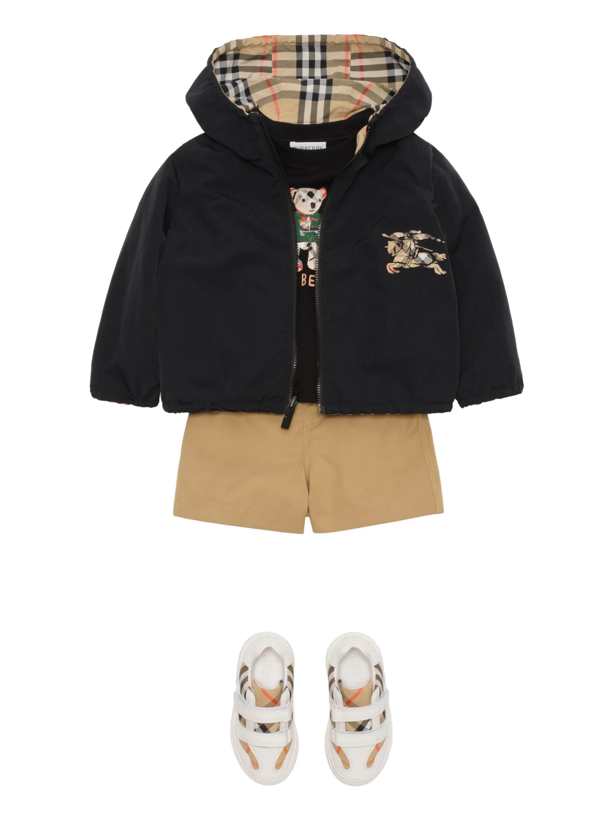 Двусторонняя куртка с капюшоном и логотипом Burberry Kids, нейтральный — фото 2