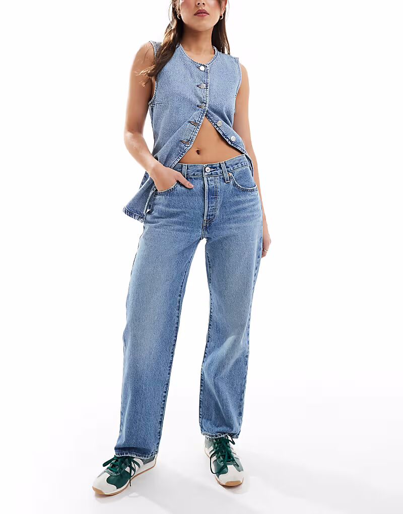 

Укороченные джинсы прямого кроя Levi's 501 синего цвета