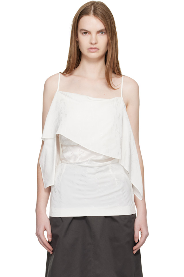 

Складчатая жаккардовая майка Mm6 Maison Margiela, Off White