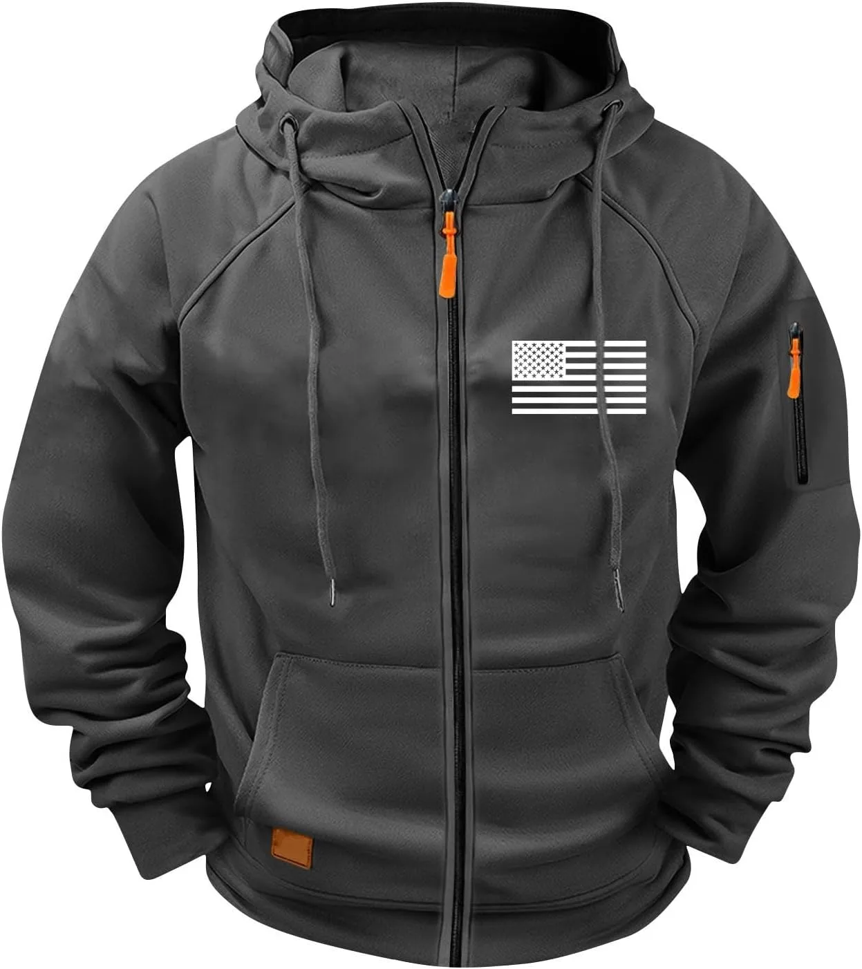 

Мужская тактическая худи с полной молнией Big And Tall — куртка с капюшоном и карманами для осени и зимы