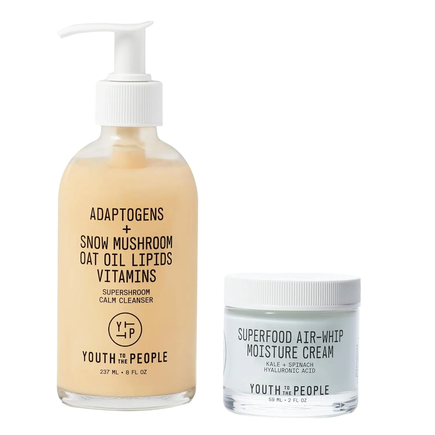 Набор Youth To The People Adaptogen Cleanser + Superfood Air Whip Cream очищающее средство для лица с адаптогенами Supershroom (227 г) - увлажняющий крем для лица Air Whip с капустой кале, зеленым чаем и гиалуроновой кислотой (57 г)
