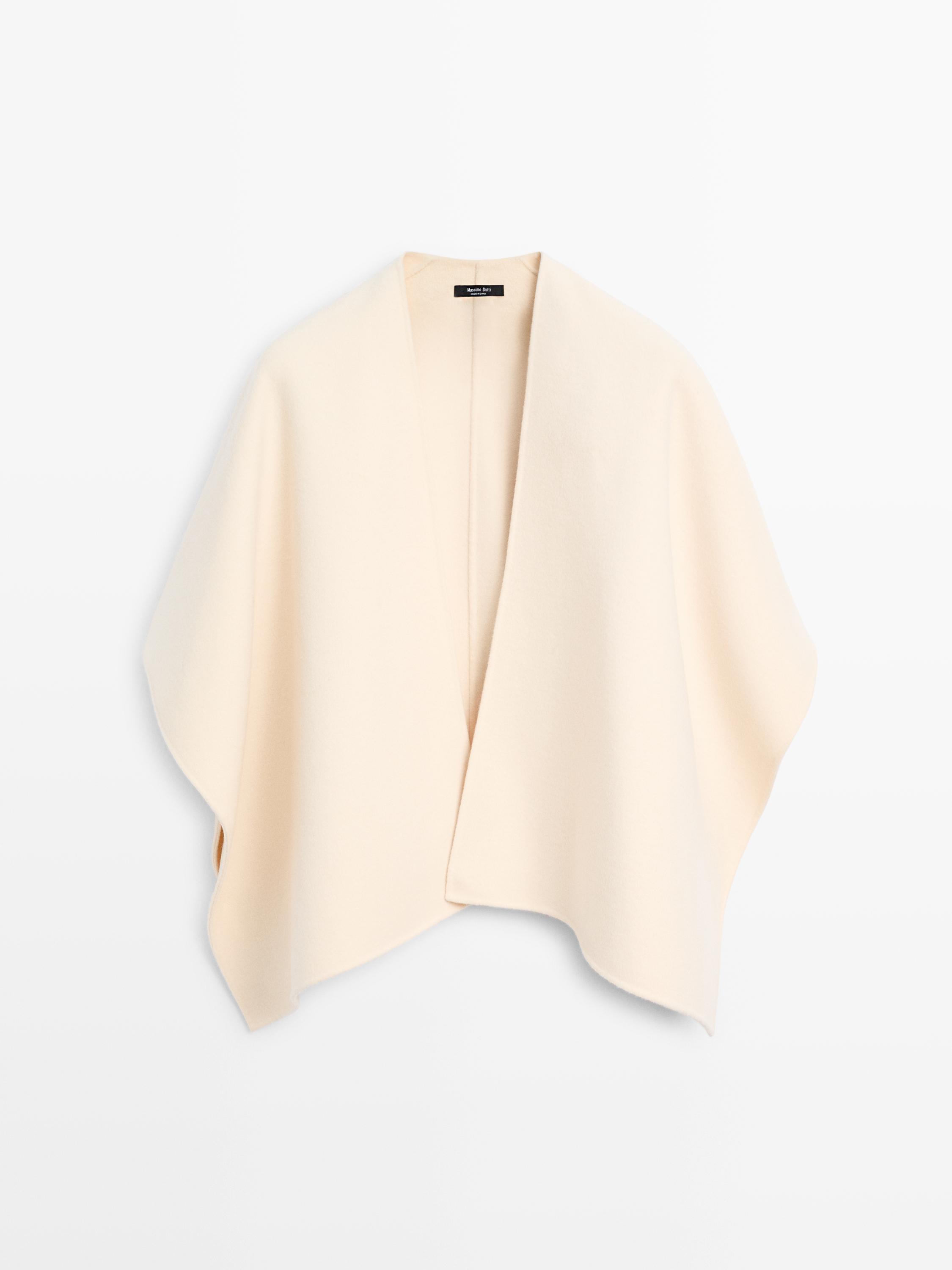 

Накидка из смесовой шерсти с войлочной текстурой Massimo Dutti, white