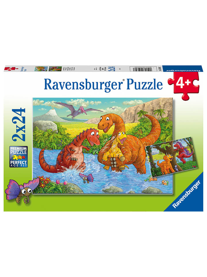 

2 пазла по 24 детали «Игра в динозавров» - для детей от 4 лет и старше