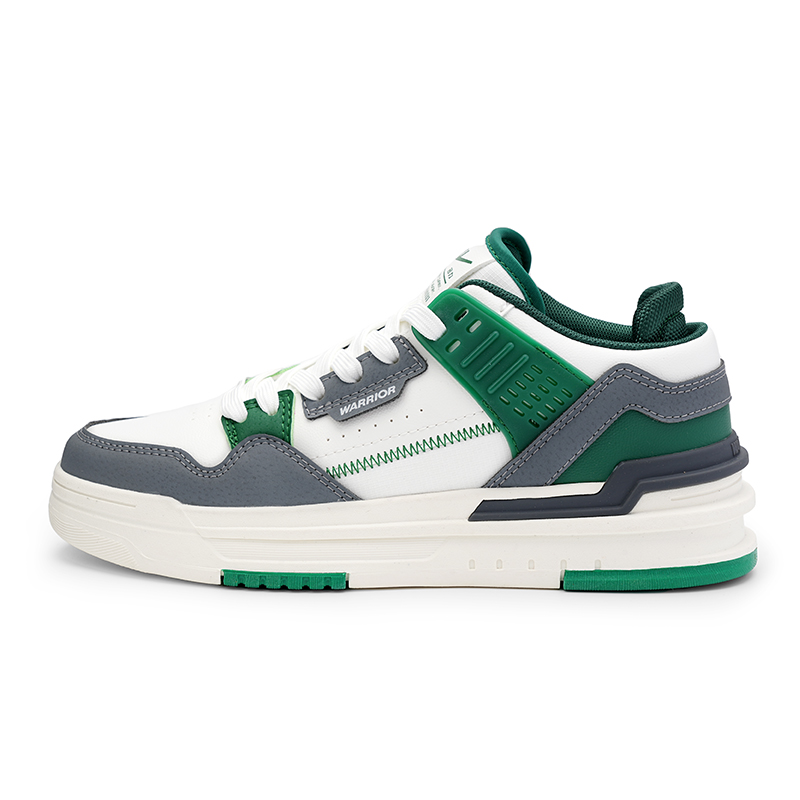 

Warrior Heaven's Power, Продвинутые пухлые кроссовки Low Top для скейтбординга мужские серо-зеленые, белый/серый/зеленый