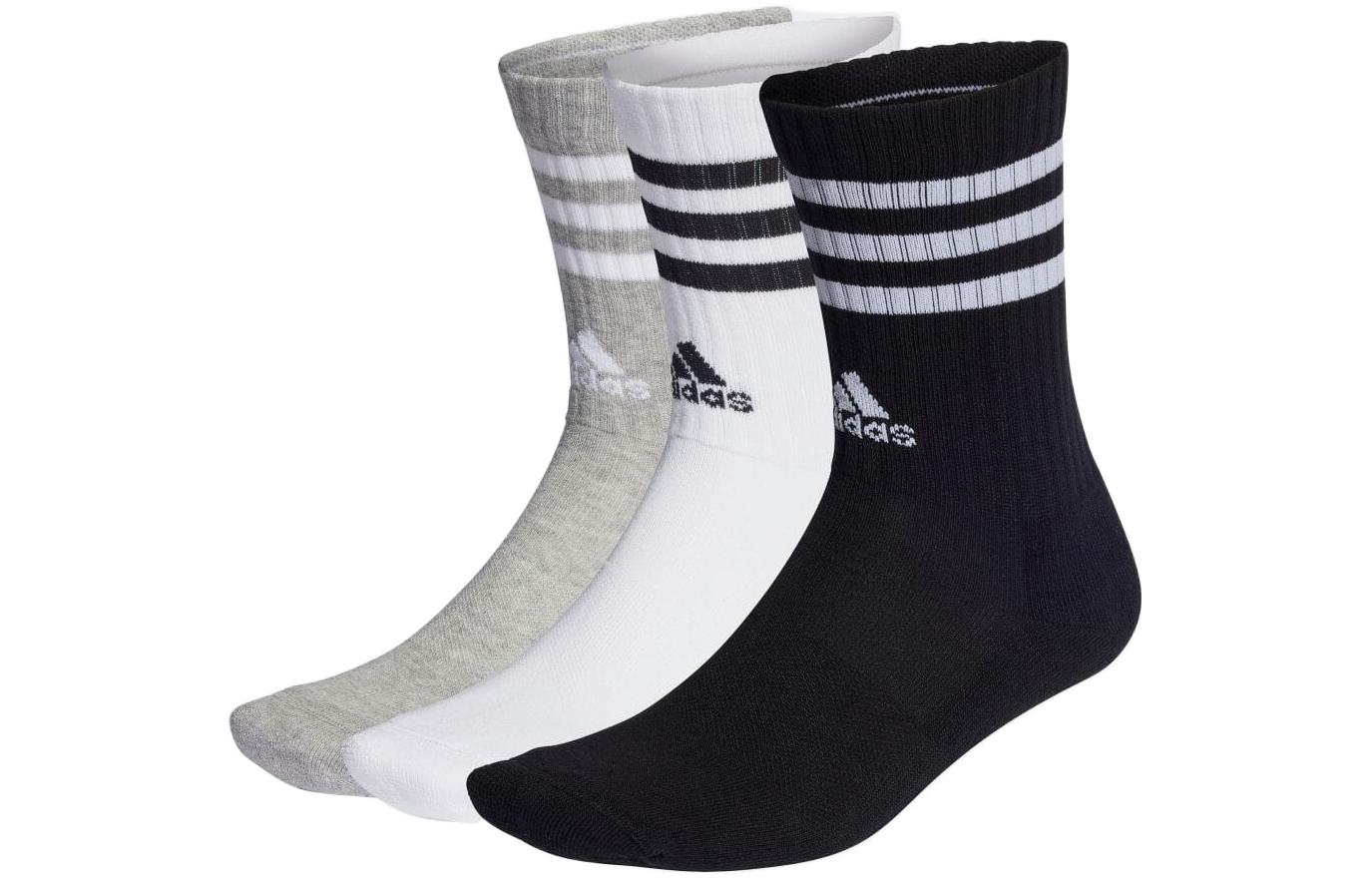

Носки до середины голени унисекс, 3 пары Adidas, 6 Pack (Gray+Black+White)
