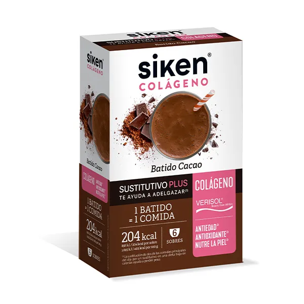 

Заменители коктейлей Batido Cacao Colágeno Siken, 6 UD