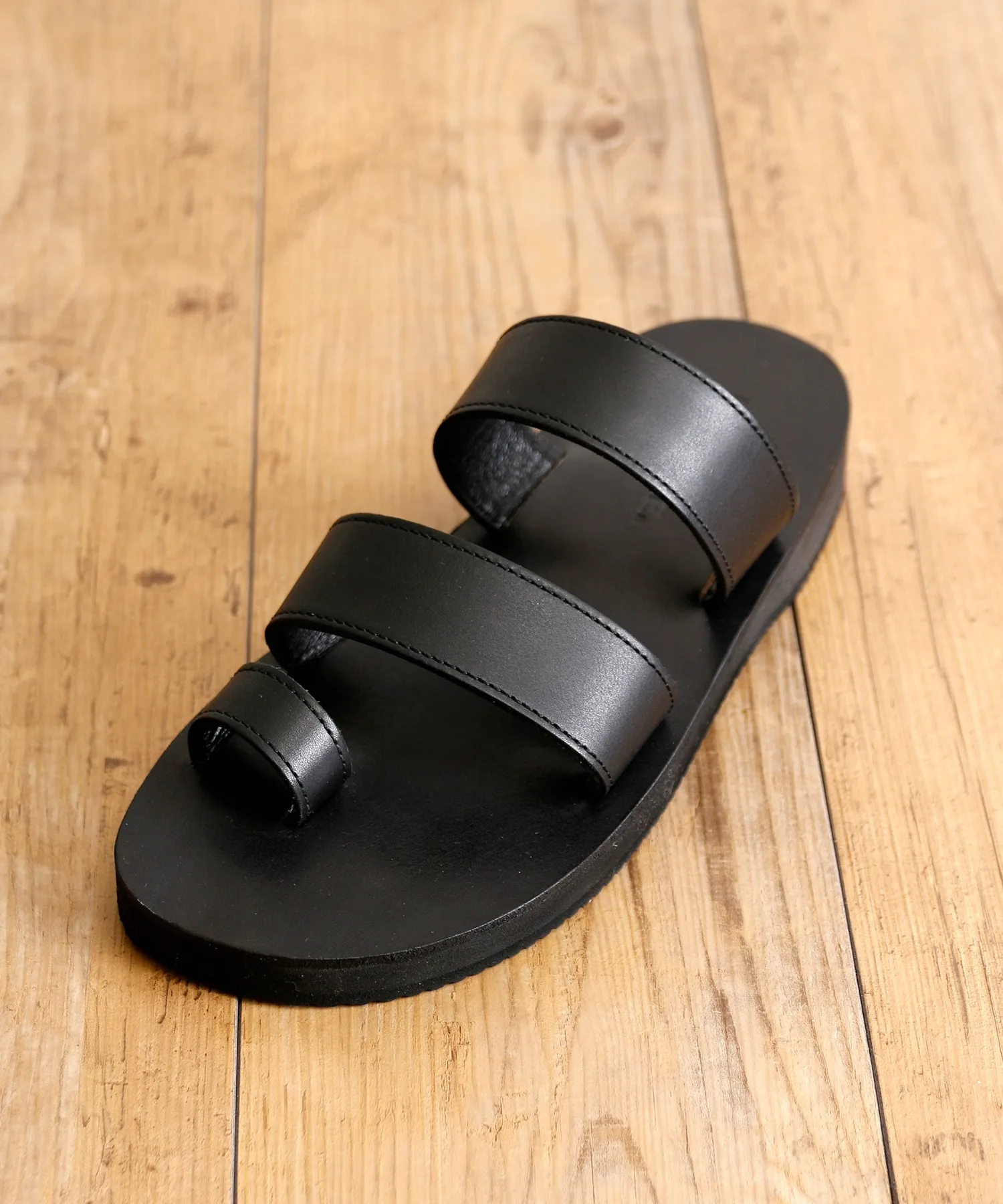 Мужские сандалии из натуральной кожи на подошве VIBRAM PADRONE PU2308-3204 черные — фото 3
