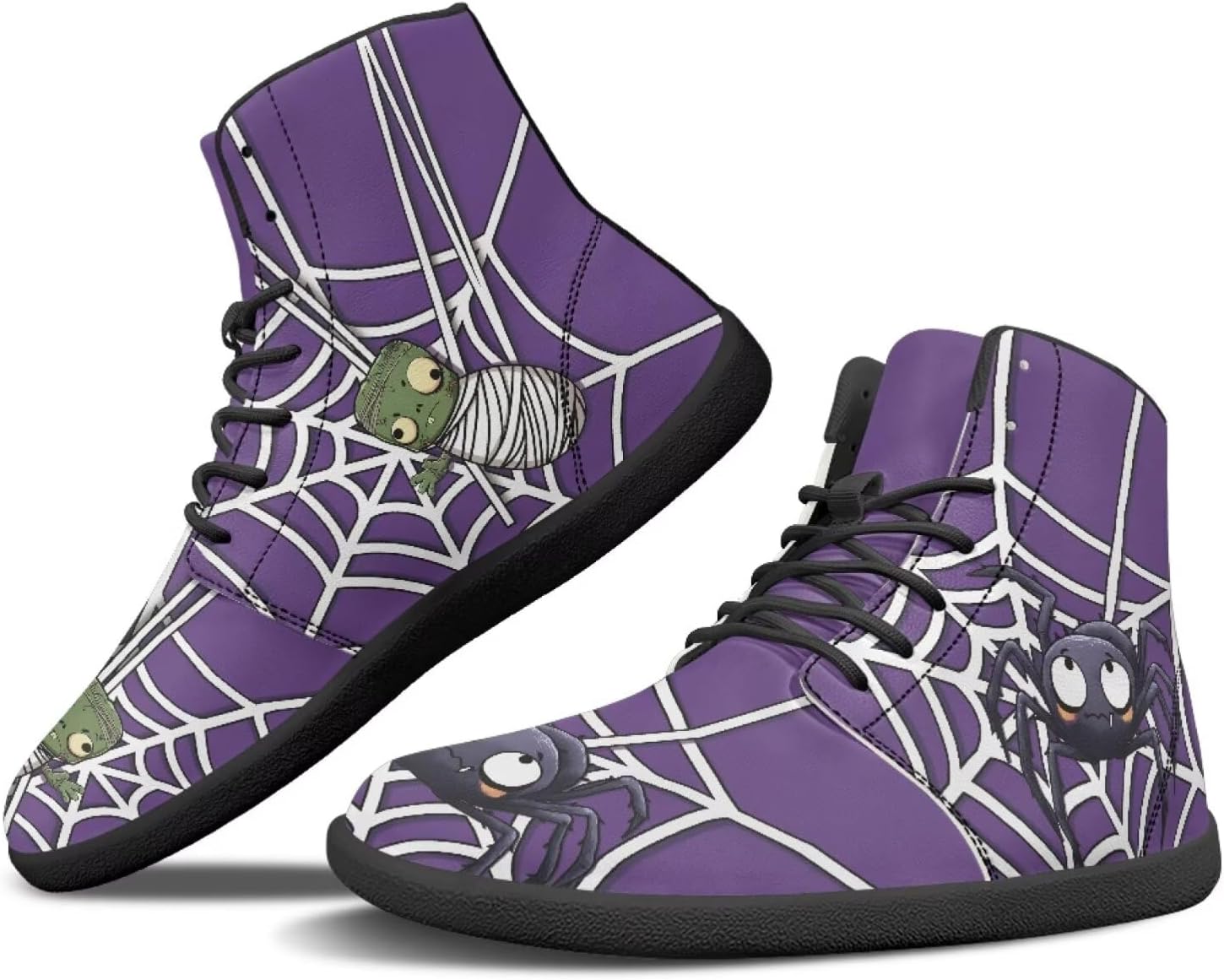 

Мужские высокие зимние ботинки Binienty Barefoot Zero Drop для походов, водонепроницаемые, из искусственной кожи, Cartoon Spider Ghost