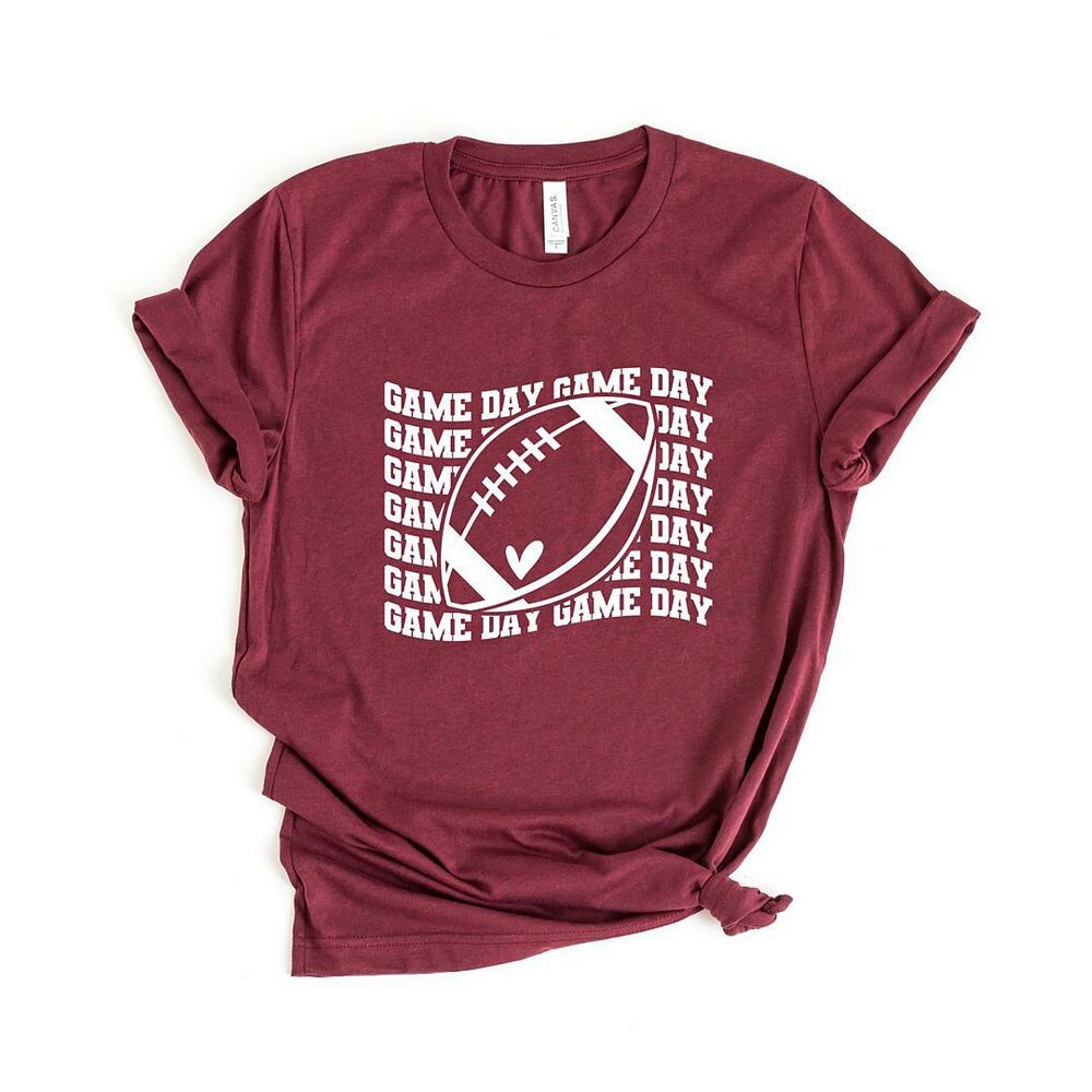 

Футболка Football Game Day с волнистым рисунком и короткими рукавами Simply Sage Market, цвет Maroon