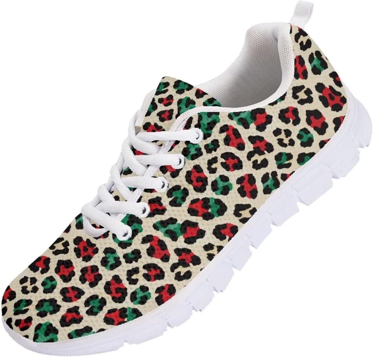 

Мужские кроссовки Funnydude Funny Print для осенних прогулок, удобные с дышащей сеткой, Leopard