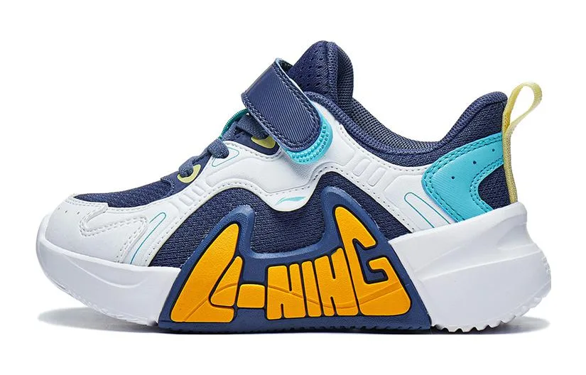 YOUNG Детские кроссовки Li-Ning YOUNG для бега с противоскользящей подошвой и амортизацией, низкие, сине-белые