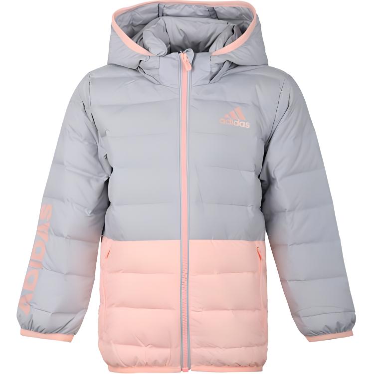 Детская пуховая куртка Adidas, розовый/серый — фото 2