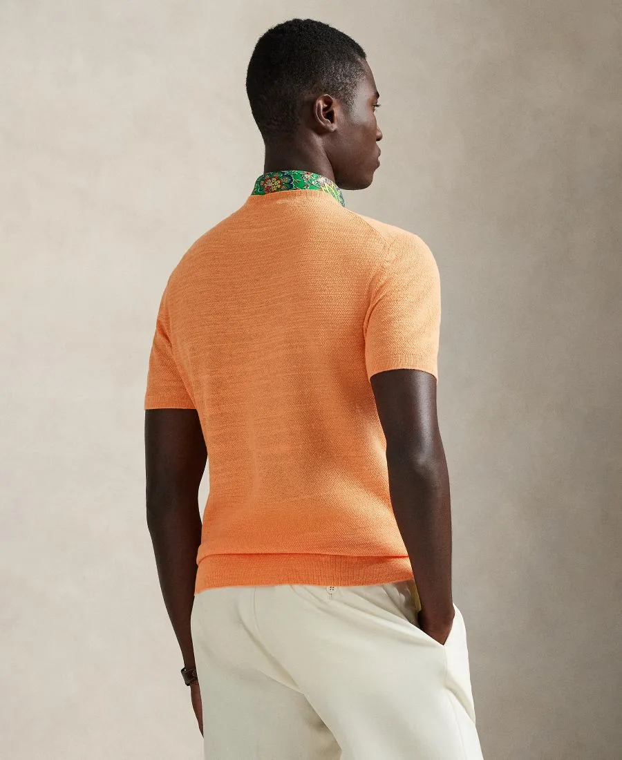 Мужская фактурная легкая футболка-свитер Polo Ralph Lauren, Poppy — фото 4