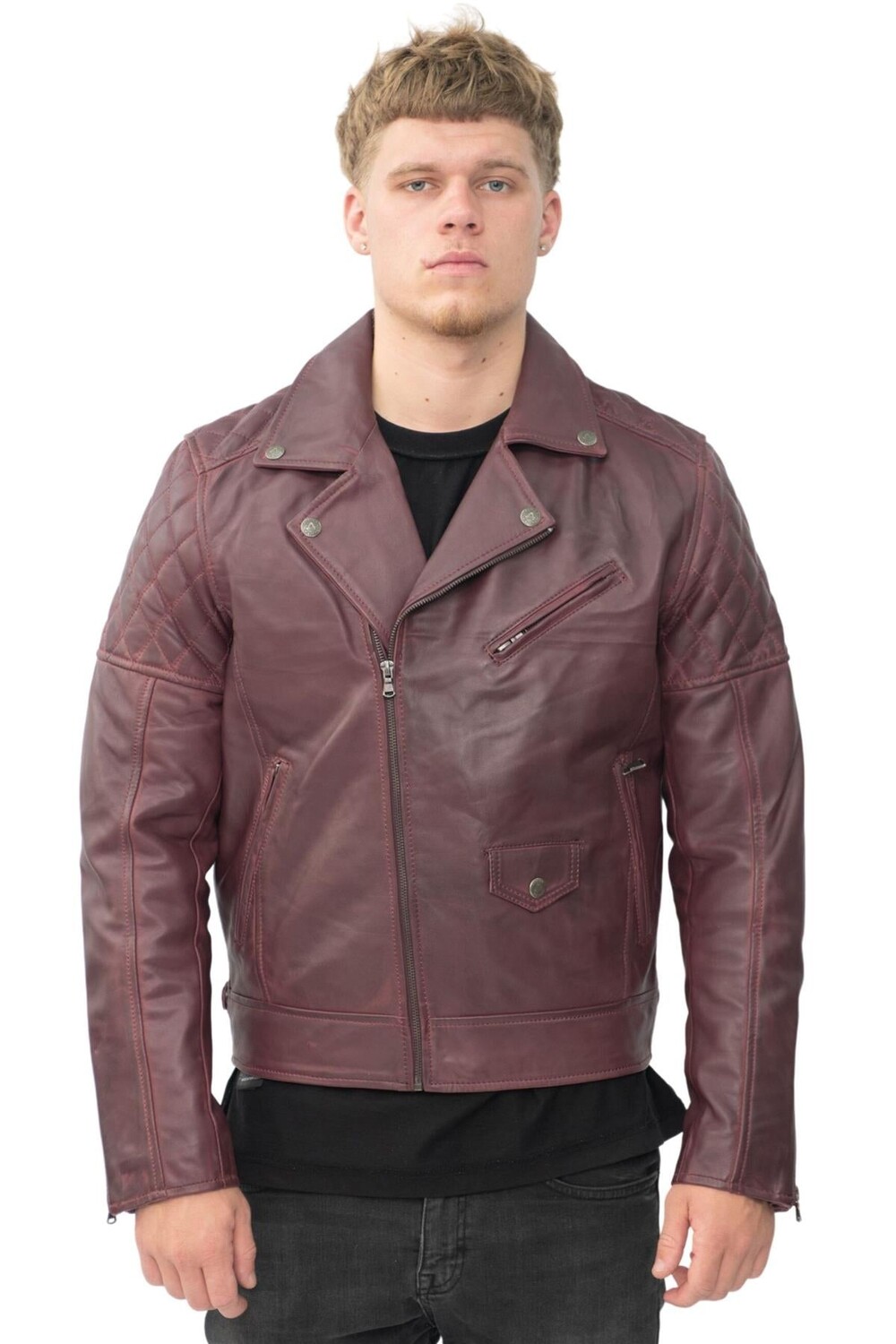 

Кожаная байкерская куртка gibraltar с перекрестной молнией Infinity Leather, бургундия