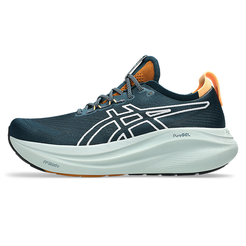 

ASICS Кроссовки GEL NIMBUS 27 с амортизацией, износостойкие, низкие, для марафона на длинные дистанции, мужские, сине-белые