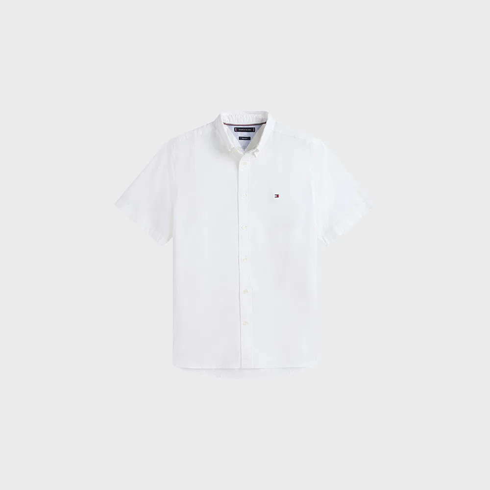 Мужская однотонная рубашка Light Oxford Asian Fit, белая, от Tommy Hilfiger