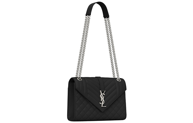 Средняя плечевая сумка-конверт Yves Saint Laurent для женщин черного цвета — фото 2