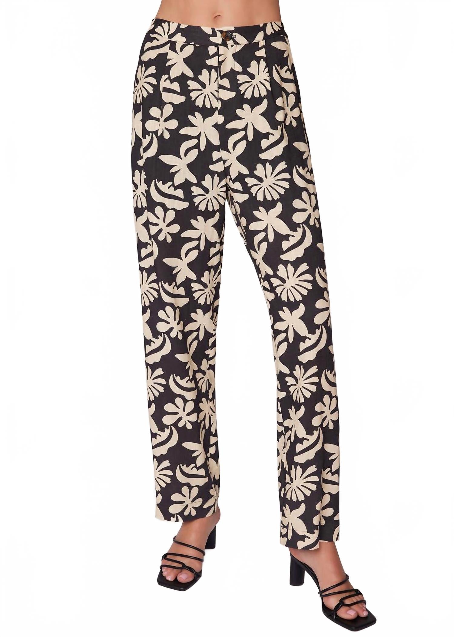 

Тропические брюки Tropic Flair в черно-кремовой расцветке LOST + WANDER