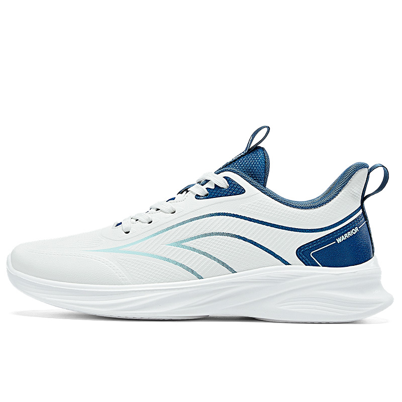 

Амортизирующие, дышащие, легкие, низкие, повседневные кроссовки для бега для мужчин WARRIOR, White Navy Blue